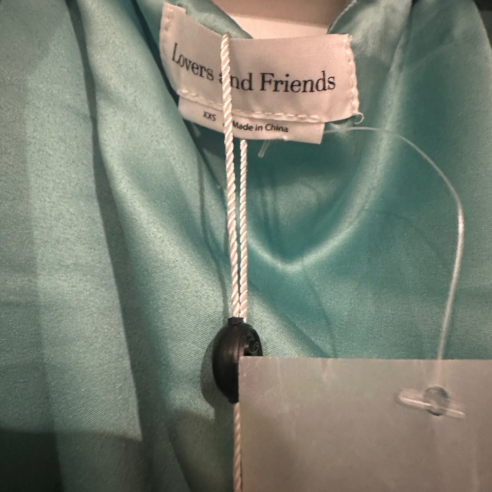 Lovers + Friends Kayleigh Satin Teal Wrap Dress - Picture 7 of 7